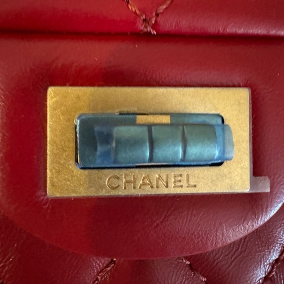 Chanel Mini Reissue 2.55 Rectangular Calf Leather Red Aged Gold HW NWT Full Set - Picture 8 of 10